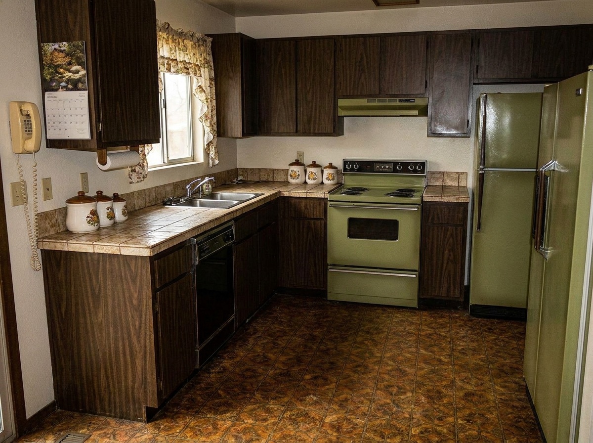 Dark, dated 1980s kitchen before remodeling